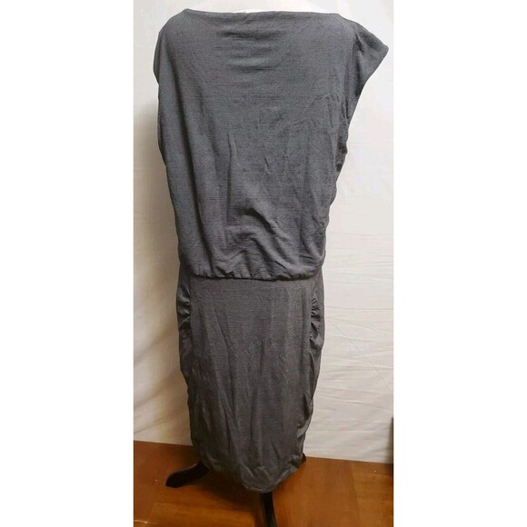 Athleta Westwood Micro Stripe Black & White Ruched Bodycon Dress Large 243062 - Picture 3 of 7